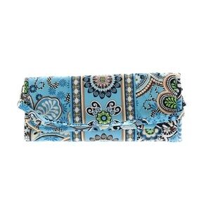 NWOT VERA BRADLEY Bali Blue Sleek Tri-Fold Double Magnet Wallet Clutch Crossbody
